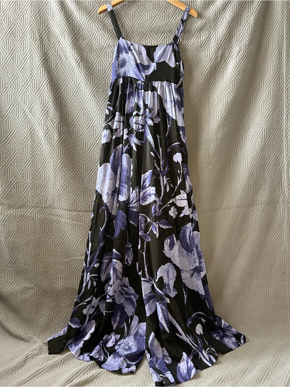 Maeve Black Maxi Dress with Lavender Floral Print